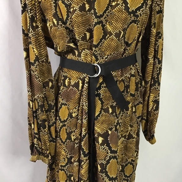 Nwot Zara Dress Snakeskin Long Sleeve Belted Animal Print Brown Black … - Picture 7 of 16